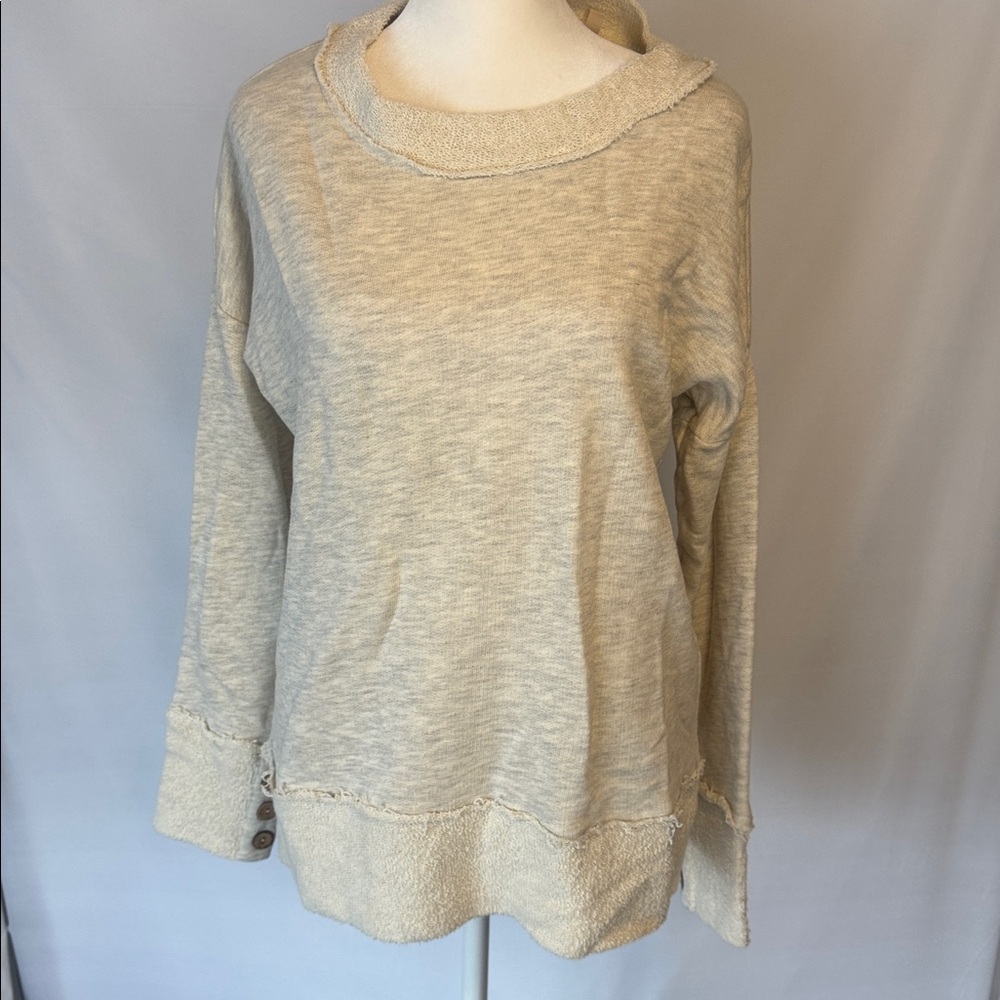Soft Surroundings size SP cream sweatshirt- cuff/neckline detail, fray